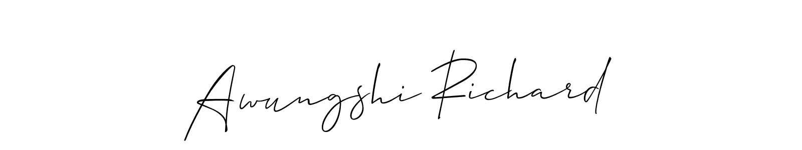 Create a beautiful signature design for name Awungshi Richard. With this signature (Allison_Script) fonts, you can make a handwritten signature for free. Awungshi Richard signature style 2 images and pictures png