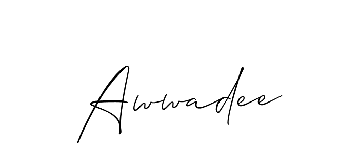 The best way (Allison_Script) to make a short signature is to pick only two or three words in your name. The name Awwadee include a total of six letters. For converting this name. Awwadee signature style 2 images and pictures png