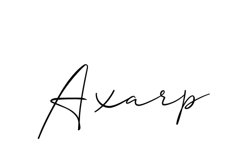 The best way (Allison_Script) to make a short signature is to pick only two or three words in your name. The name Axarp include a total of six letters. For converting this name. Axarp signature style 2 images and pictures png