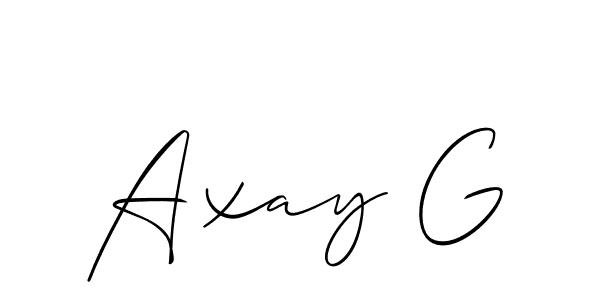 You should practise on your own different ways (Allison_Script) to write your name (Axay G) in signature. don't let someone else do it for you. Axay G signature style 2 images and pictures png