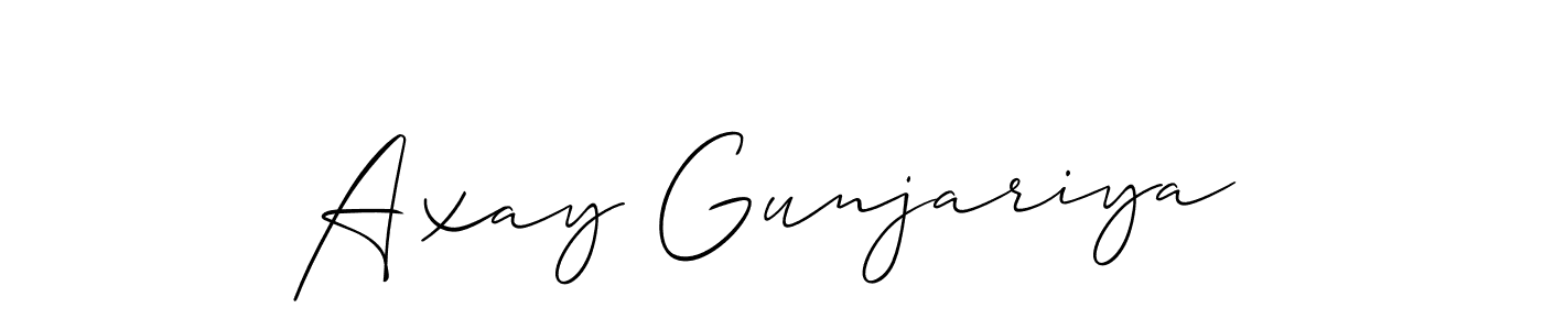Allison_Script is a professional signature style that is perfect for those who want to add a touch of class to their signature. It is also a great choice for those who want to make their signature more unique. Get Axay Gunjariya name to fancy signature for free. Axay Gunjariya signature style 2 images and pictures png