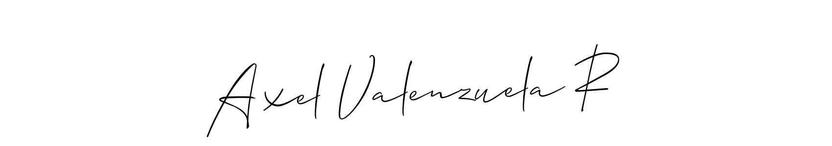 It looks lik you need a new signature style for name Axel Valenzuela R. Design unique handwritten (Allison_Script) signature with our free signature maker in just a few clicks. Axel Valenzuela R signature style 2 images and pictures png