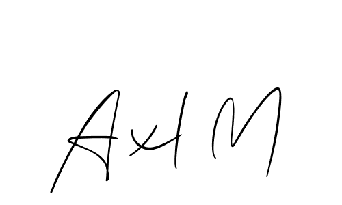 if you are searching for the best signature style for your name Axl M. so please give up your signature search. here we have designed multiple signature styles  using Allison_Script. Axl M signature style 2 images and pictures png