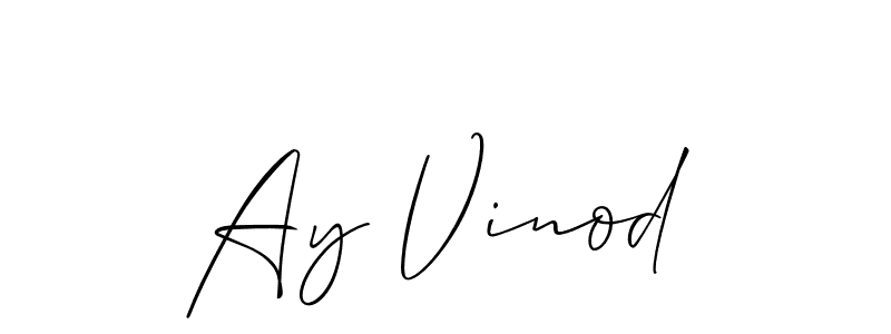 Allison_Script is a professional signature style that is perfect for those who want to add a touch of class to their signature. It is also a great choice for those who want to make their signature more unique. Get Ay Vinod name to fancy signature for free. Ay Vinod signature style 2 images and pictures png