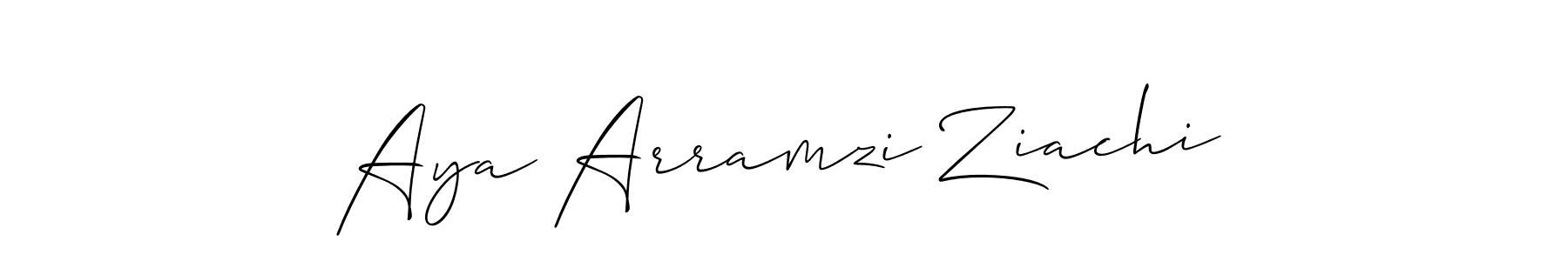 Create a beautiful signature design for name Aya Arramzi Ziachi. With this signature (Allison_Script) fonts, you can make a handwritten signature for free. Aya Arramzi Ziachi signature style 2 images and pictures png