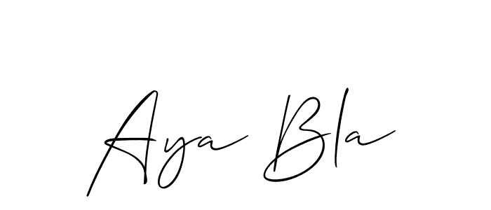 The best way (Allison_Script) to make a short signature is to pick only two or three words in your name. The name Aya Bla include a total of six letters. For converting this name. Aya Bla signature style 2 images and pictures png