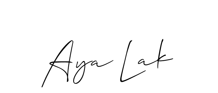 This is the best signature style for the Aya Lak name. Also you like these signature font (Allison_Script). Mix name signature. Aya Lak signature style 2 images and pictures png