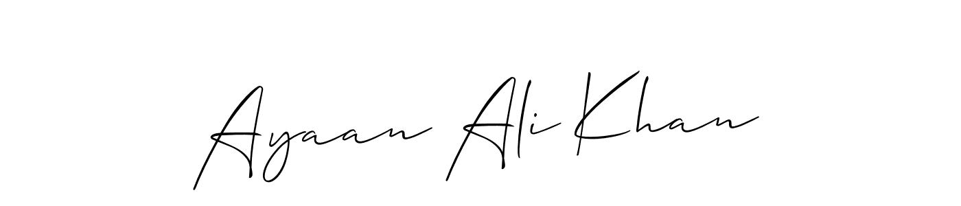 if you are searching for the best signature style for your name Ayaan Ali Khan. so please give up your signature search. here we have designed multiple signature styles  using Allison_Script. Ayaan Ali Khan signature style 2 images and pictures png