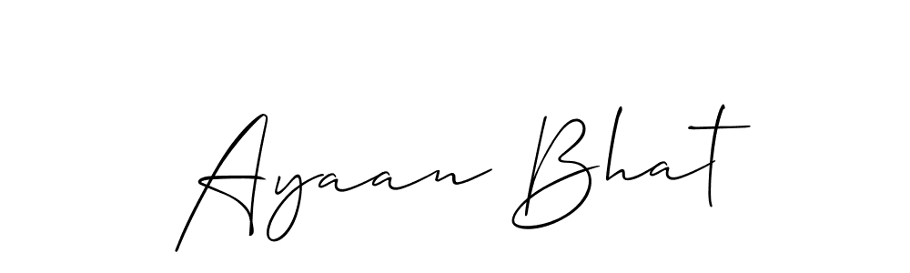 How to make Ayaan Bhat name signature. Use Allison_Script style for creating short signs online. This is the latest handwritten sign. Ayaan Bhat signature style 2 images and pictures png