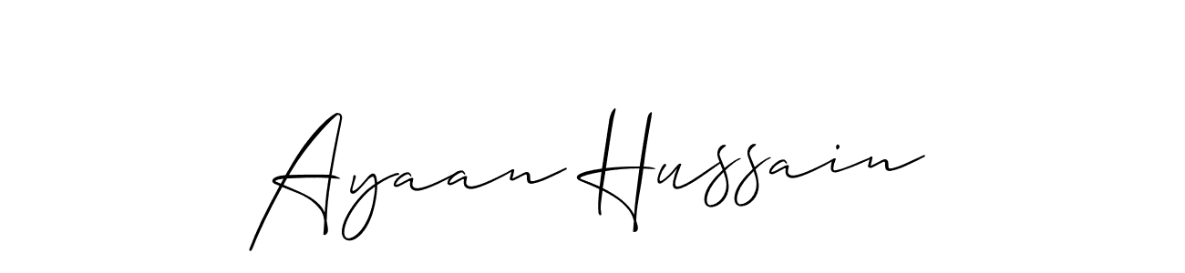 How to make Ayaan Hussain name signature. Use Allison_Script style for creating short signs online. This is the latest handwritten sign. Ayaan Hussain signature style 2 images and pictures png