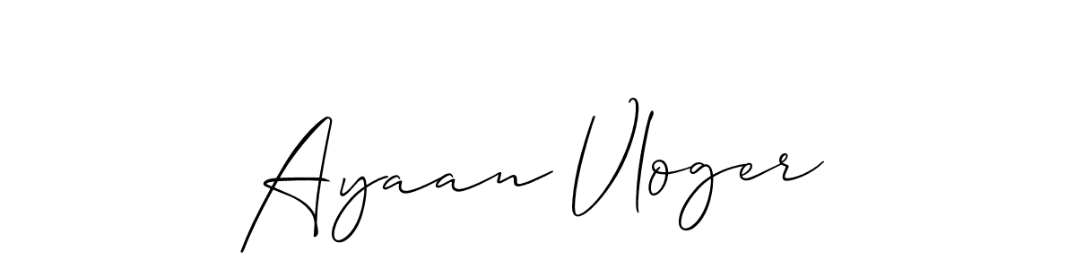 Use a signature maker to create a handwritten signature online. With this signature software, you can design (Allison_Script) your own signature for name Ayaan Vloger. Ayaan Vloger signature style 2 images and pictures png