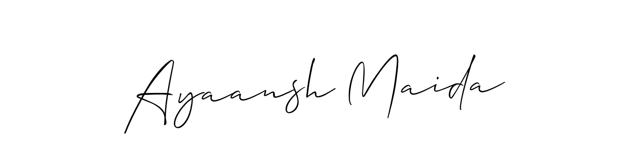 How to make Ayaansh Maida name signature. Use Allison_Script style for creating short signs online. This is the latest handwritten sign. Ayaansh Maida signature style 2 images and pictures png