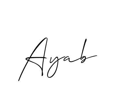The best way (Allison_Script) to make a short signature is to pick only two or three words in your name. The name Ayab include a total of six letters. For converting this name. Ayab signature style 2 images and pictures png