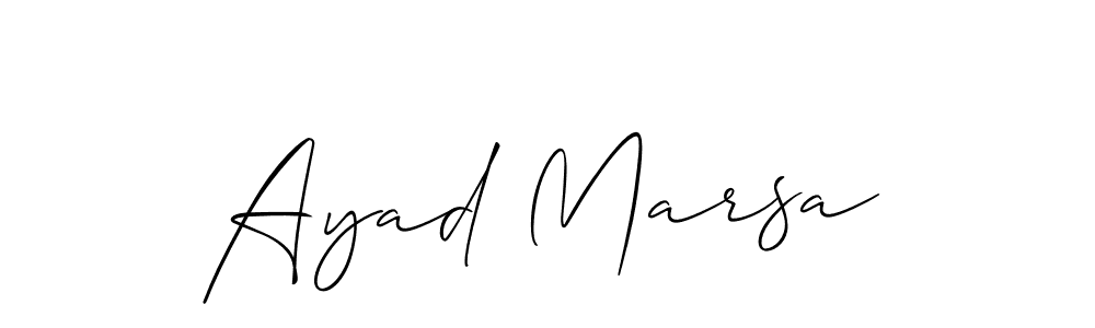 if you are searching for the best signature style for your name Ayad Marsa. so please give up your signature search. here we have designed multiple signature styles  using Allison_Script. Ayad Marsa signature style 2 images and pictures png