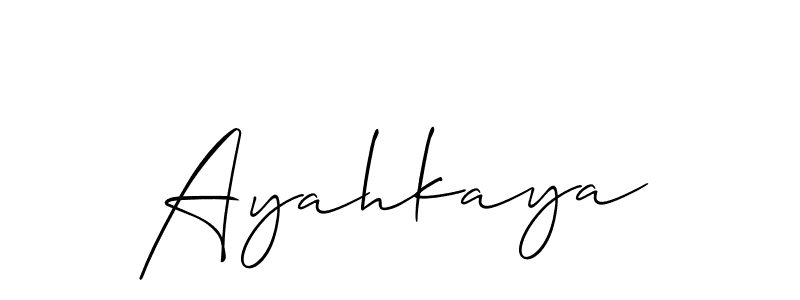 Use a signature maker to create a handwritten signature online. With this signature software, you can design (Allison_Script) your own signature for name Ayahkaya. Ayahkaya signature style 2 images and pictures png