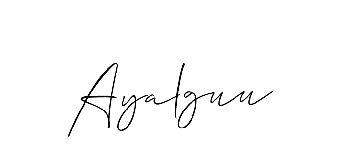 Make a beautiful signature design for name Ayalguu. With this signature (Allison_Script) style, you can create a handwritten signature for free. Ayalguu signature style 2 images and pictures png