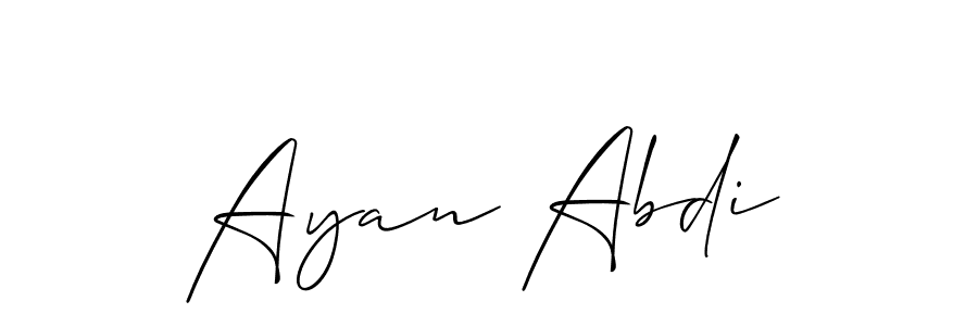 Use a signature maker to create a handwritten signature online. With this signature software, you can design (Allison_Script) your own signature for name Ayan Abdi. Ayan Abdi signature style 2 images and pictures png