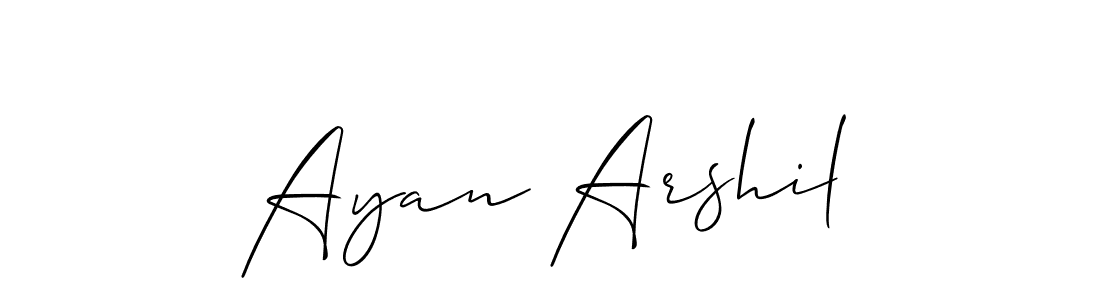 How to make Ayan Arshil name signature. Use Allison_Script style for creating short signs online. This is the latest handwritten sign. Ayan Arshil signature style 2 images and pictures png