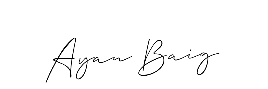 How to make Ayan Baig name signature. Use Allison_Script style for creating short signs online. This is the latest handwritten sign. Ayan Baig signature style 2 images and pictures png