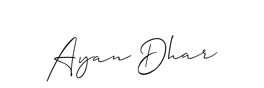 Design your own signature with our free online signature maker. With this signature software, you can create a handwritten (Allison_Script) signature for name Ayan Dhar. Ayan Dhar signature style 2 images and pictures png