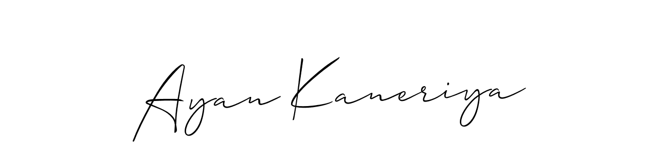 Create a beautiful signature design for name Ayan Kaneriya. With this signature (Allison_Script) fonts, you can make a handwritten signature for free. Ayan Kaneriya signature style 2 images and pictures png