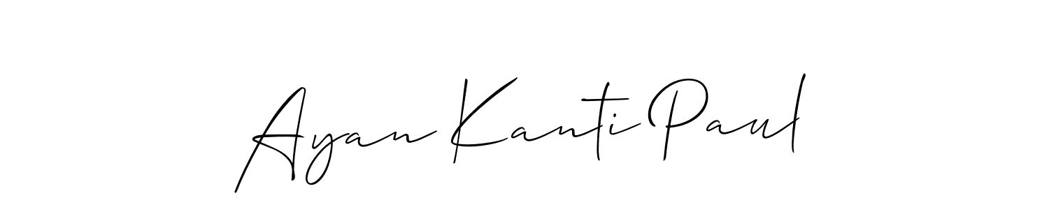 Create a beautiful signature design for name Ayan Kanti Paul. With this signature (Allison_Script) fonts, you can make a handwritten signature for free. Ayan Kanti Paul signature style 2 images and pictures png