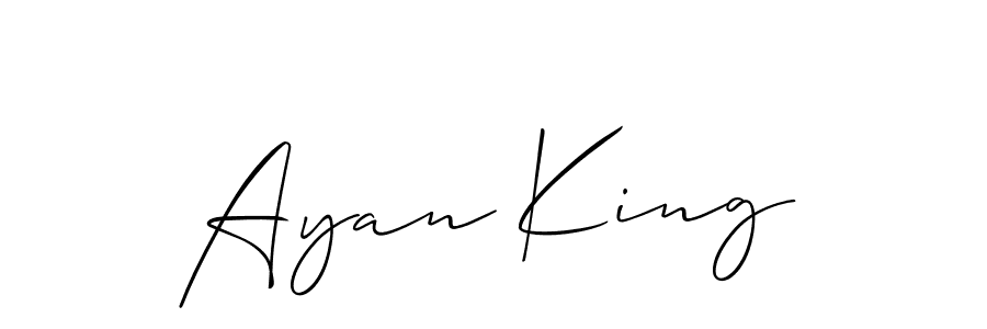 Use a signature maker to create a handwritten signature online. With this signature software, you can design (Allison_Script) your own signature for name Ayan King. Ayan King signature style 2 images and pictures png