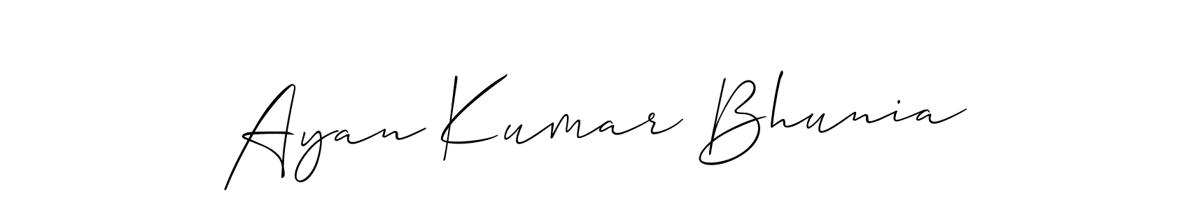 The best way (Allison_Script) to make a short signature is to pick only two or three words in your name. The name Ayan Kumar Bhunia include a total of six letters. For converting this name. Ayan Kumar Bhunia signature style 2 images and pictures png