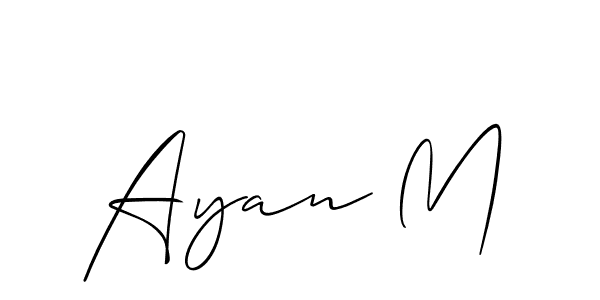 How to make Ayan M name signature. Use Allison_Script style for creating short signs online. This is the latest handwritten sign. Ayan M signature style 2 images and pictures png