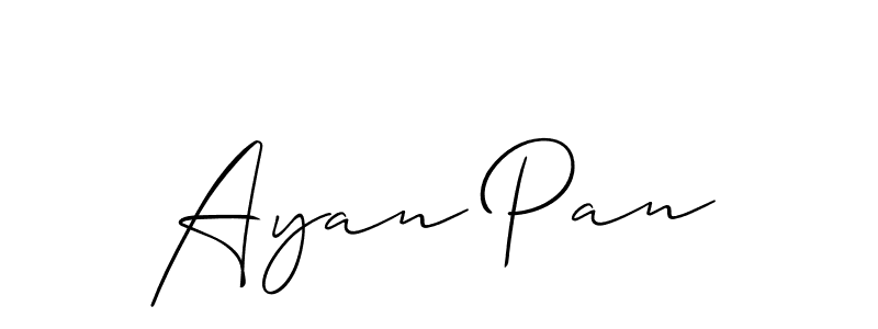 How to make Ayan Pan name signature. Use Allison_Script style for creating short signs online. This is the latest handwritten sign. Ayan Pan signature style 2 images and pictures png