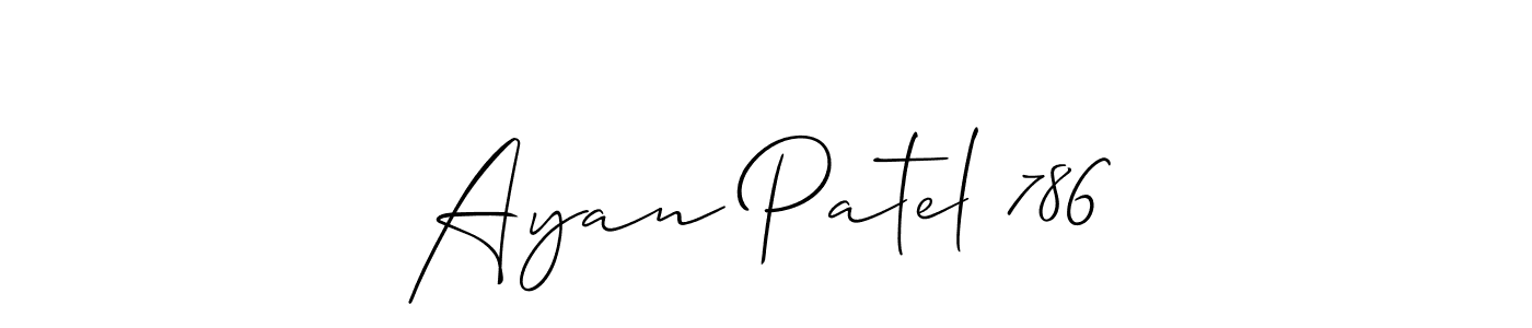 How to make Ayan Patel 786 signature? Allison_Script is a professional autograph style. Create handwritten signature for Ayan Patel 786 name. Ayan Patel 786 signature style 2 images and pictures png