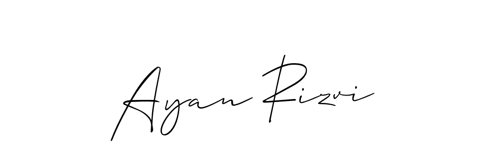 The best way (Allison_Script) to make a short signature is to pick only two or three words in your name. The name Ayan Rizvi include a total of six letters. For converting this name. Ayan Rizvi signature style 2 images and pictures png