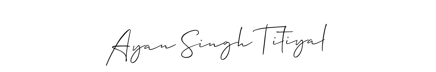 How to Draw Ayan Singh Titiyal signature style? Allison_Script is a latest design signature styles for name Ayan Singh Titiyal. Ayan Singh Titiyal signature style 2 images and pictures png