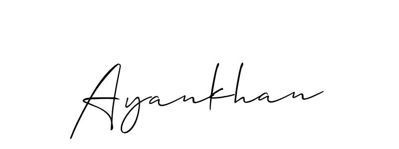 Make a beautiful signature design for name Ayankhan. With this signature (Allison_Script) style, you can create a handwritten signature for free. Ayankhan signature style 2 images and pictures png