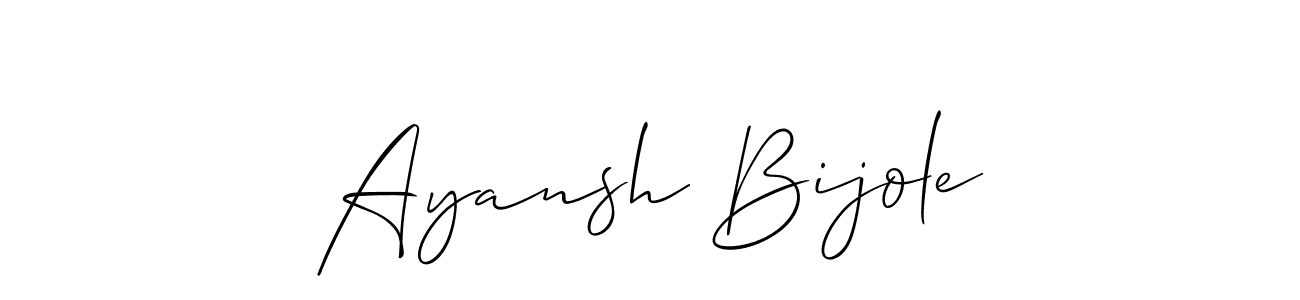 Allison_Script is a professional signature style that is perfect for those who want to add a touch of class to their signature. It is also a great choice for those who want to make their signature more unique. Get Ayansh Bijole name to fancy signature for free. Ayansh Bijole signature style 2 images and pictures png