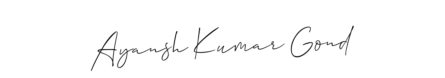 How to make Ayansh Kumar Gond name signature. Use Allison_Script style for creating short signs online. This is the latest handwritten sign. Ayansh Kumar Gond signature style 2 images and pictures png