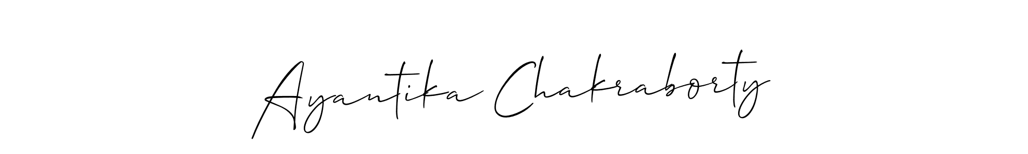 You should practise on your own different ways (Allison_Script) to write your name (Ayantika Chakraborty) in signature. don't let someone else do it for you. Ayantika Chakraborty signature style 2 images and pictures png