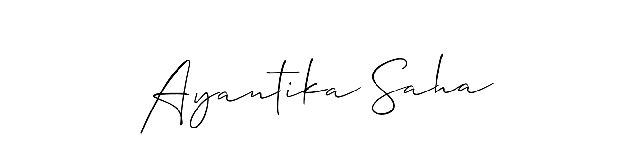 The best way (Allison_Script) to make a short signature is to pick only two or three words in your name. The name Ayantika Saha include a total of six letters. For converting this name. Ayantika Saha signature style 2 images and pictures png