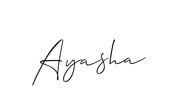 Use a signature maker to create a handwritten signature online. With this signature software, you can design (Allison_Script) your own signature for name Ayasha. Ayasha signature style 2 images and pictures png