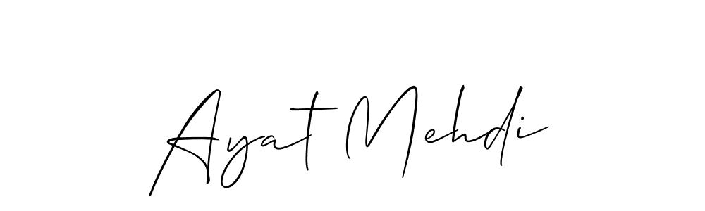 You can use this online signature creator to create a handwritten signature for the name Ayat Mehdi. This is the best online autograph maker. Ayat Mehdi signature style 2 images and pictures png