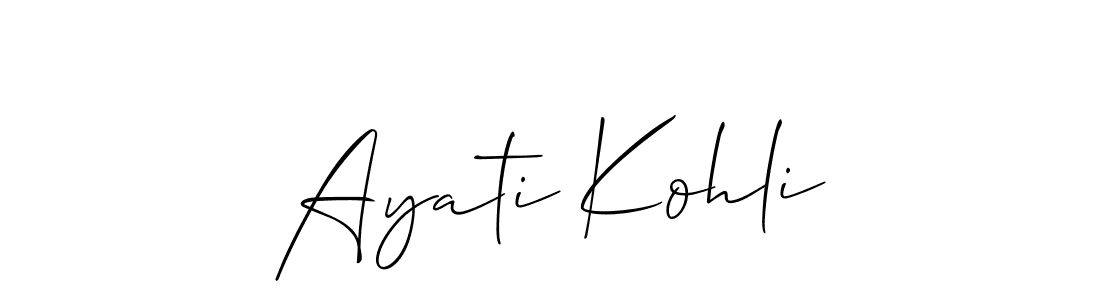 Create a beautiful signature design for name Ayati Kohli. With this signature (Allison_Script) fonts, you can make a handwritten signature for free. Ayati Kohli signature style 2 images and pictures png