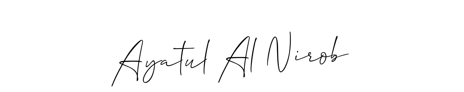 The best way (Allison_Script) to make a short signature is to pick only two or three words in your name. The name Ayatul Al Nirob include a total of six letters. For converting this name. Ayatul Al Nirob signature style 2 images and pictures png