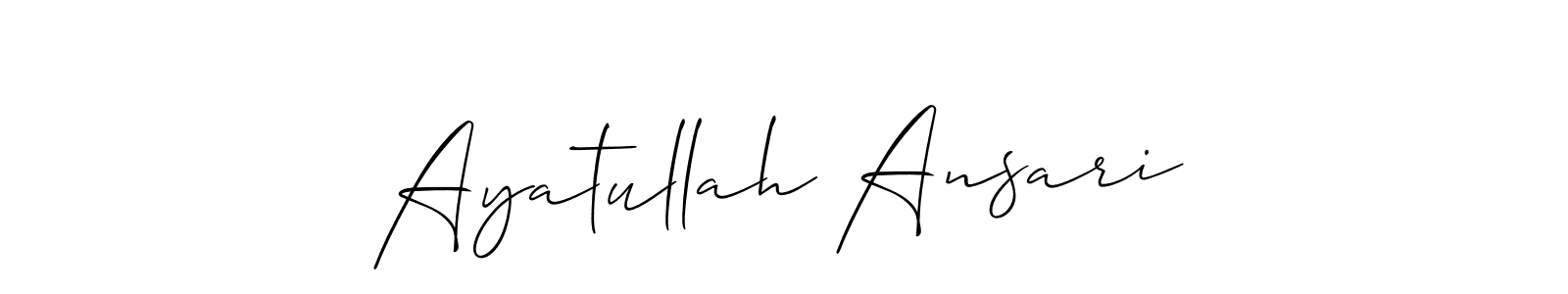 Use a signature maker to create a handwritten signature online. With this signature software, you can design (Allison_Script) your own signature for name Ayatullah Ansari. Ayatullah Ansari signature style 2 images and pictures png