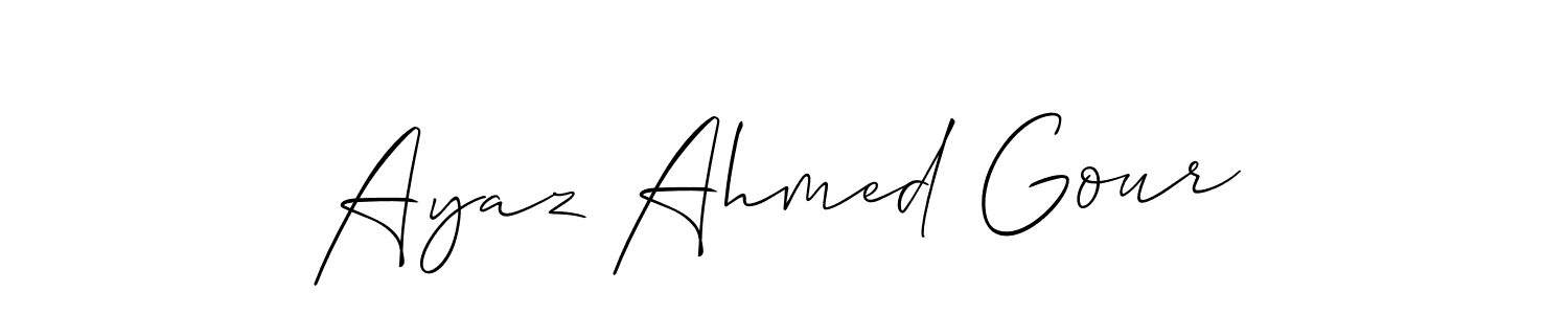 Make a short Ayaz Ahmed Gour signature style. Manage your documents anywhere anytime using Allison_Script. Create and add eSignatures, submit forms, share and send files easily. Ayaz Ahmed Gour signature style 2 images and pictures png