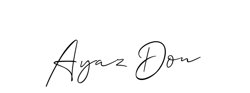 Allison_Script is a professional signature style that is perfect for those who want to add a touch of class to their signature. It is also a great choice for those who want to make their signature more unique. Get Ayaz Don name to fancy signature for free. Ayaz Don signature style 2 images and pictures png