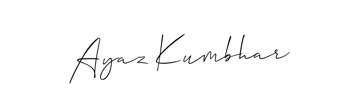 You should practise on your own different ways (Allison_Script) to write your name (Ayaz Kumbhar) in signature. don't let someone else do it for you. Ayaz Kumbhar signature style 2 images and pictures png