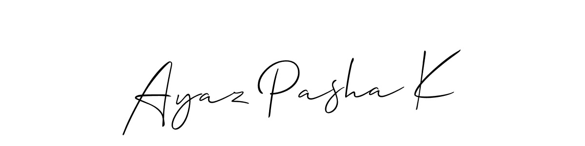 This is the best signature style for the Ayaz Pasha K name. Also you like these signature font (Allison_Script). Mix name signature. Ayaz Pasha K signature style 2 images and pictures png