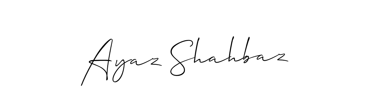 Make a beautiful signature design for name Ayaz Shahbaz. With this signature (Allison_Script) style, you can create a handwritten signature for free. Ayaz Shahbaz signature style 2 images and pictures png