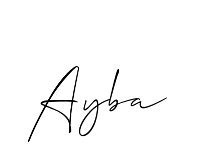 Use a signature maker to create a handwritten signature online. With this signature software, you can design (Allison_Script) your own signature for name Ayba. Ayba signature style 2 images and pictures png