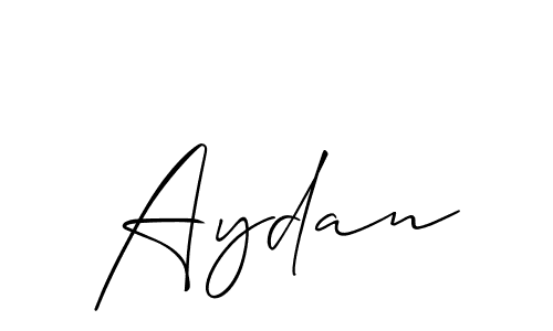 Use a signature maker to create a handwritten signature online. With this signature software, you can design (Allison_Script) your own signature for name Aydan. Aydan signature style 2 images and pictures png